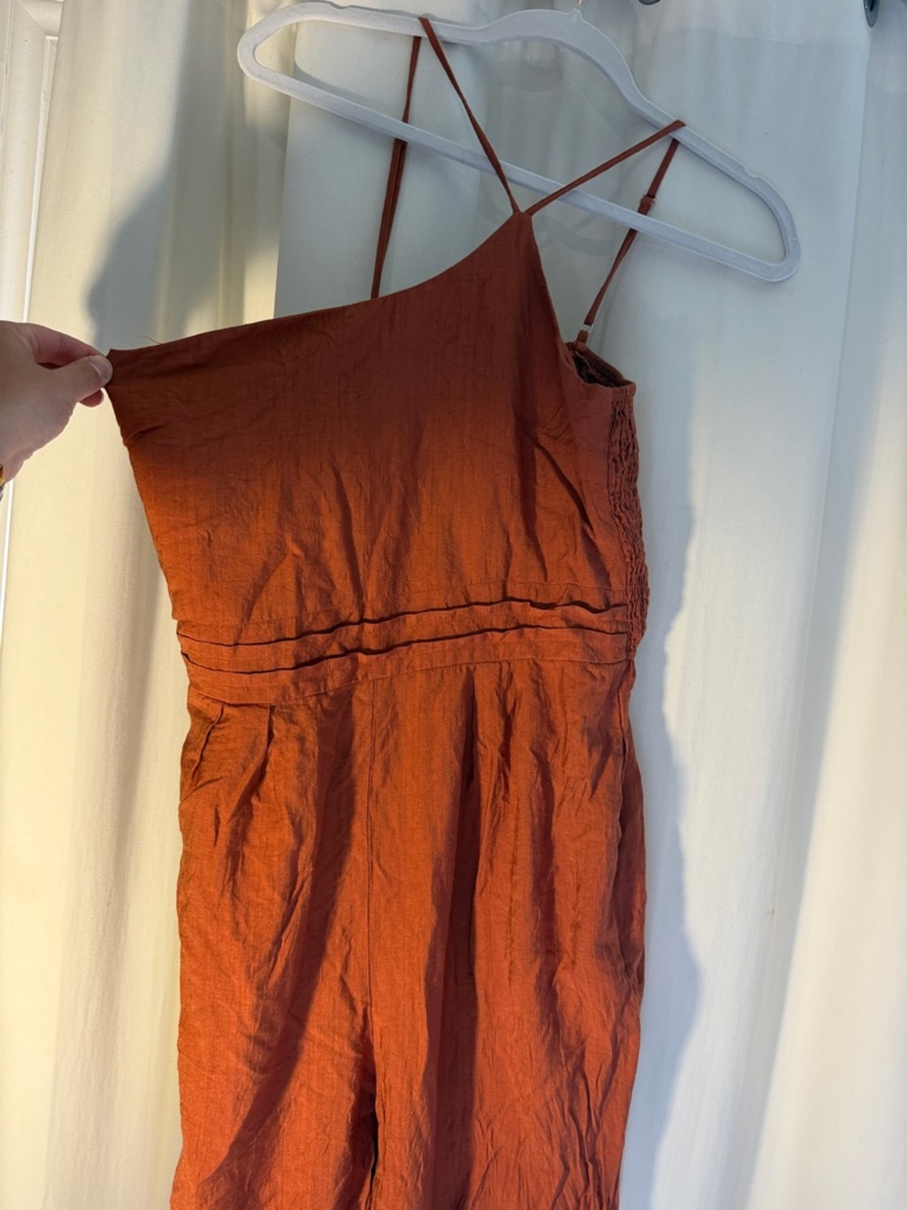 Rust Halter Neck Wide-Leg Jumpsuit